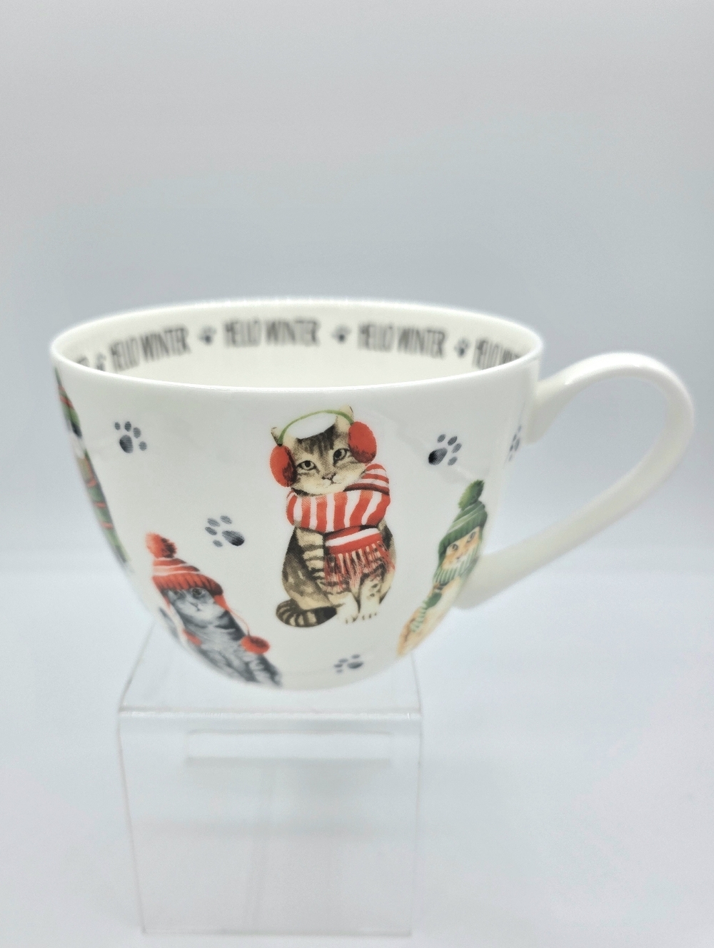 Portobello By Design Cat Mug Hello Winter Kittens Scarf Earmuffs Cute Coffee Tea